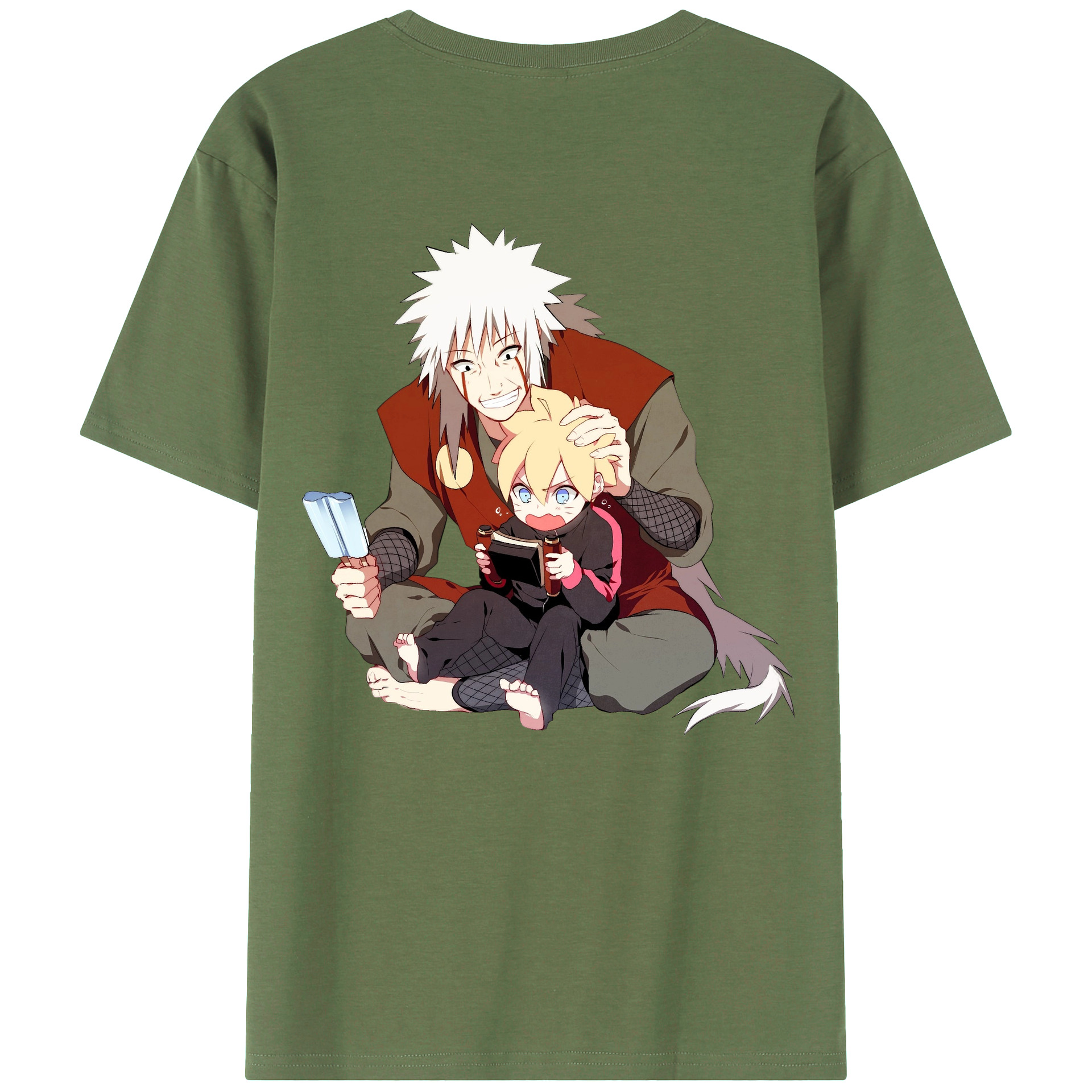 （画像用） NARUTO -ナルト- 自来也（じらいや） Jiraiya 綿100％ メンズ半袖Tシャツ（バックプリント） 通気性
